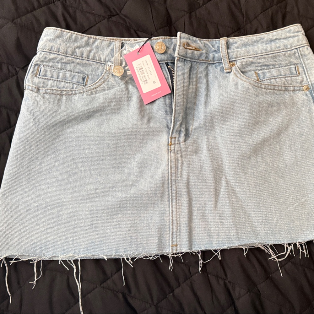 Edikted Light Blue Denim Skirt